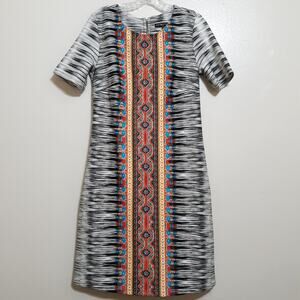 Fifth & Park lightweight scuba knit dress sz 6 southwestern tribal geometric